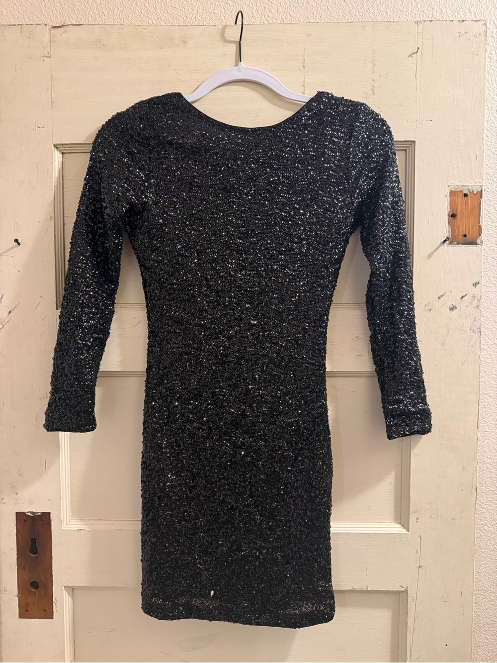 H&M Divided Black Sequin Bodycon Mini Dress Size 4